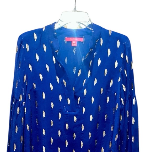Lilly Pulitzer Shea Silk in Lapis Lazuli Blue Metallic Gold Size M - Picture 4 of 9